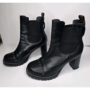 Louis Vuitton Women's Black Monogram Studded Leather Gothic Combat Boot Italy 41